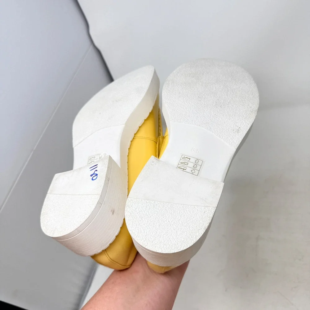 Jeffrey Campbell‎ Platform Penny Loafers Yellow Leather Chunky Slip On Size 8.5